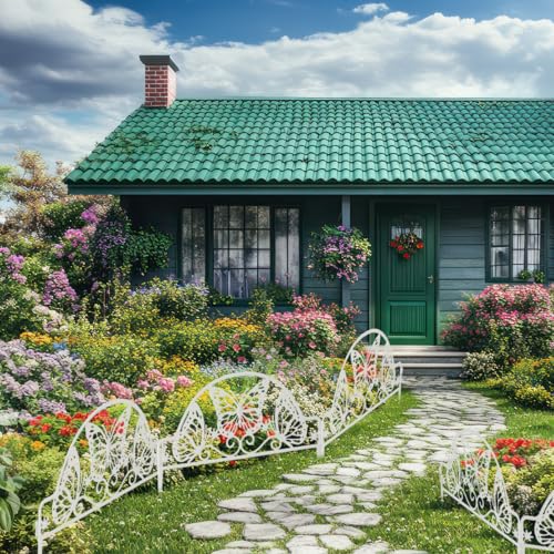 Image of HASTHIP 4pcs Outdoor Garden Fence Border, PVC Decorative Garden Edging Fence Outdoor Cut-Out Butterfly Garden Picket Fence Panels, Garden Fence Decorative Flower Fencing for Pathway, Yard, Lawn