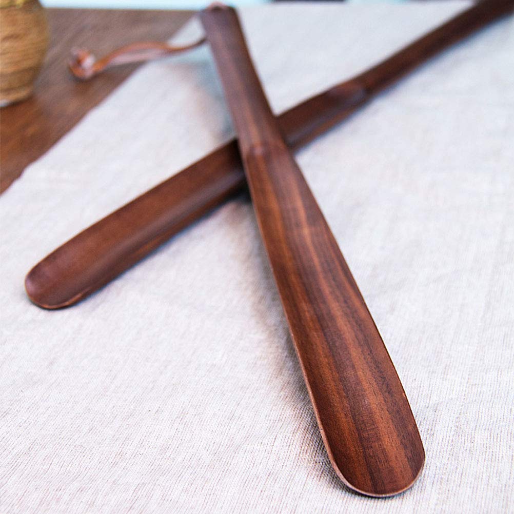 Healifty Łyżka do butów drewniana długa rączka stabilne buty akcesoria czarny orzech włoski 50 cm, jak na zdjęciu, 50x3x1.1cm