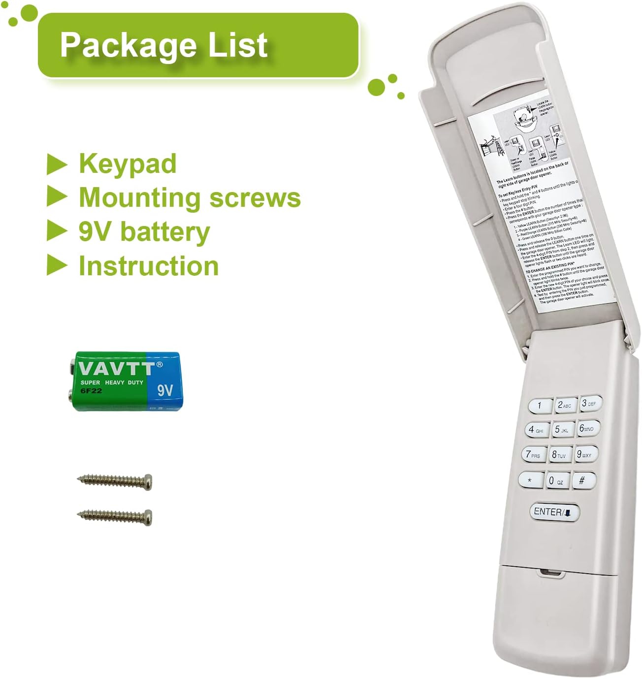 877MAX Keypad with 2 Pack 893MAX Remote, Fit for Liftmaster/Chamberlain Garage Door Openers, Keypad Replace 878MAX 376LM 377LM 877LM 977LM, Remote Replace 893LM G953EV-P2 371LM 373LM 971LM 973LM