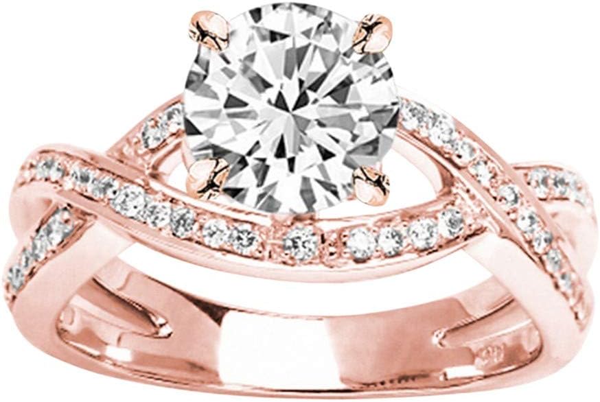 Houston Diamond District 2 to 5.5 Carat LAB GROWN DIAMOND Twsting Split Shank Round Cut Diamond Engagement Ring (E-F Color VS2-SI1 Clarity)