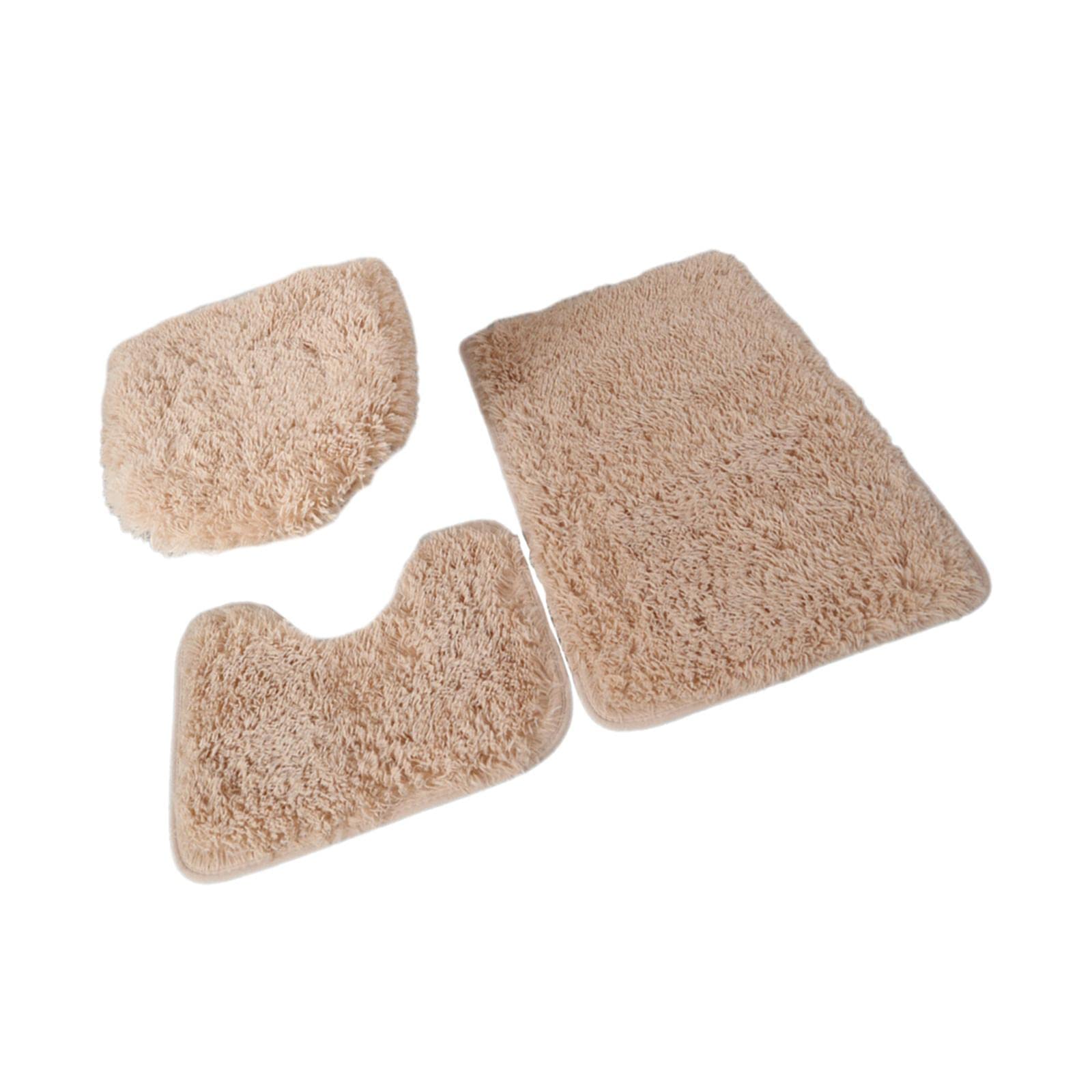 Housse de siège de toilette et tapis de bain brun clair en set complet de 3 pièces