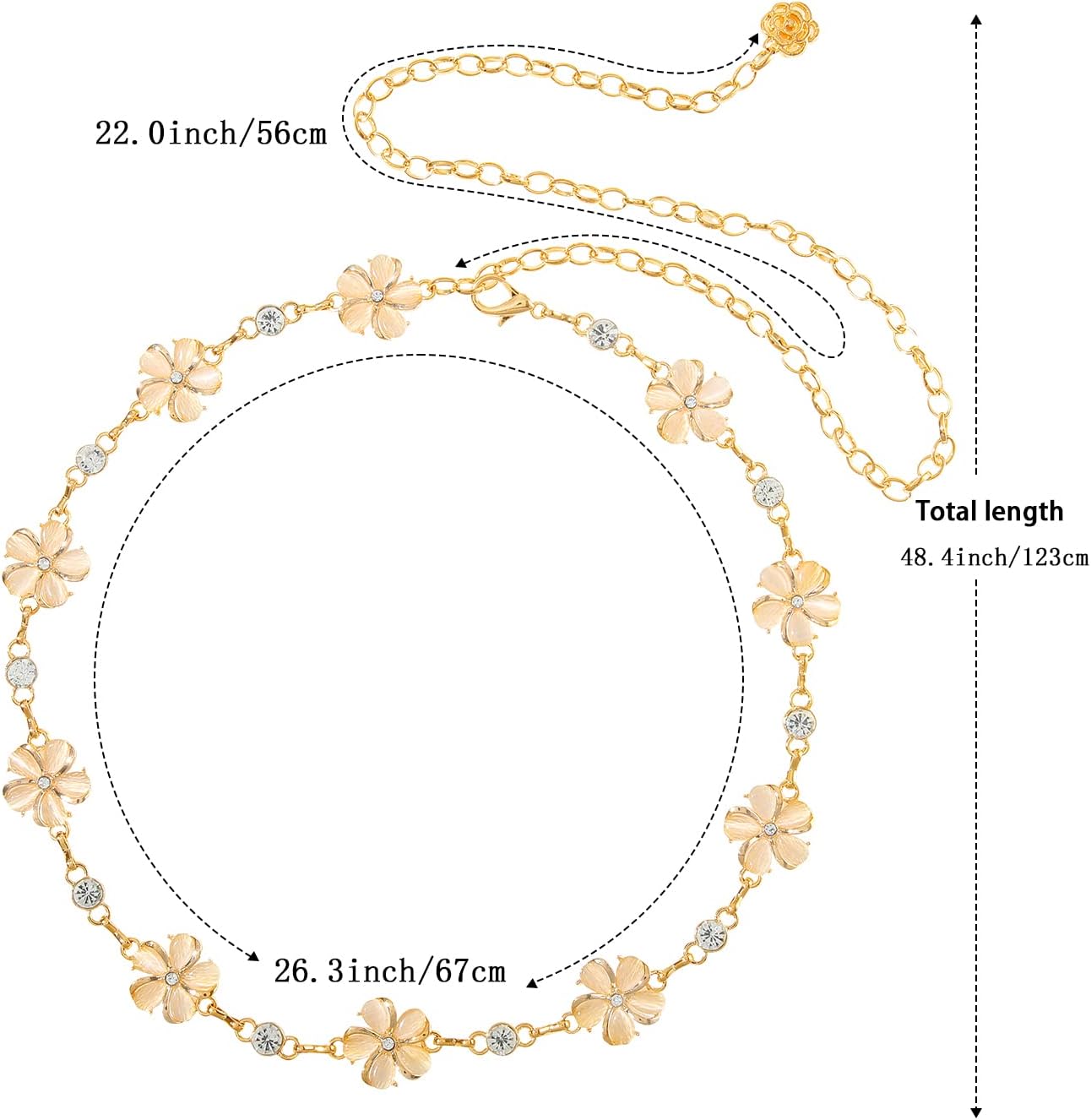 WELROG Metal Waist Chain Belt for Women - Pearls Gold Silver Chain Belts for Dresses Jeans - Image 2