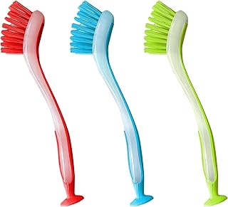 WYAN 3 Piezas Cepillo Limpieza, Cepillo para Platos, Cepillo para Platos con Mango, para Fregar sartenes, ollas, Limpieza de fregaderos de Cocina (Rojo, Verde, Azul)