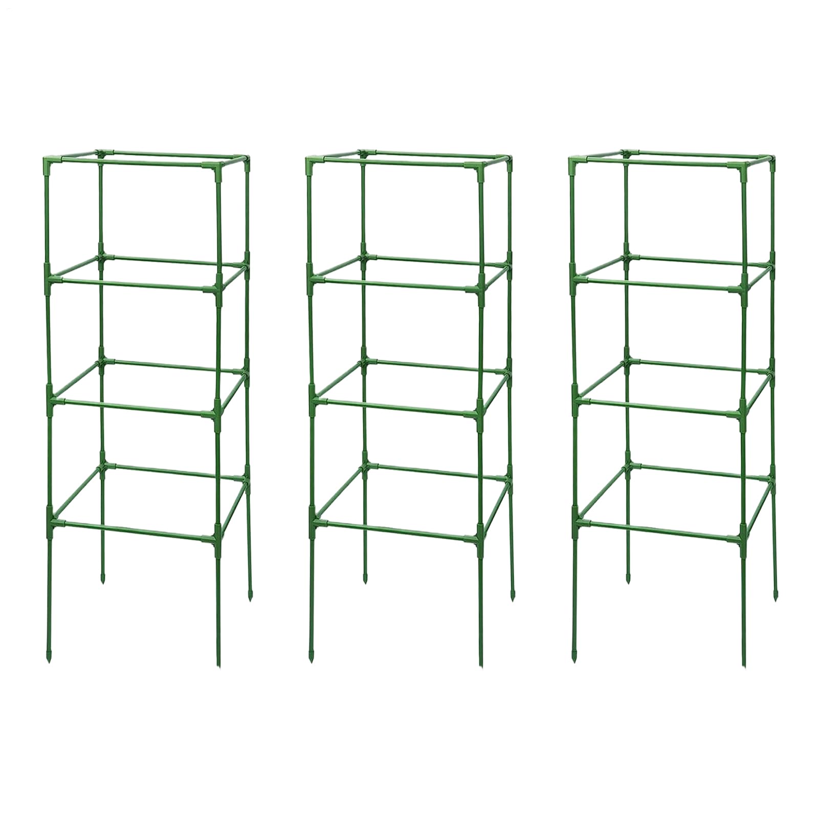 Entutorado para Tomates Soporte Cuadrado Ajustable en Altura de 3 Piezas | Tutor de Plantas Resistente para Judías Pepinos Verduras Rosas Peonías Macetas Bancal Elevado Jardín Patio Césped