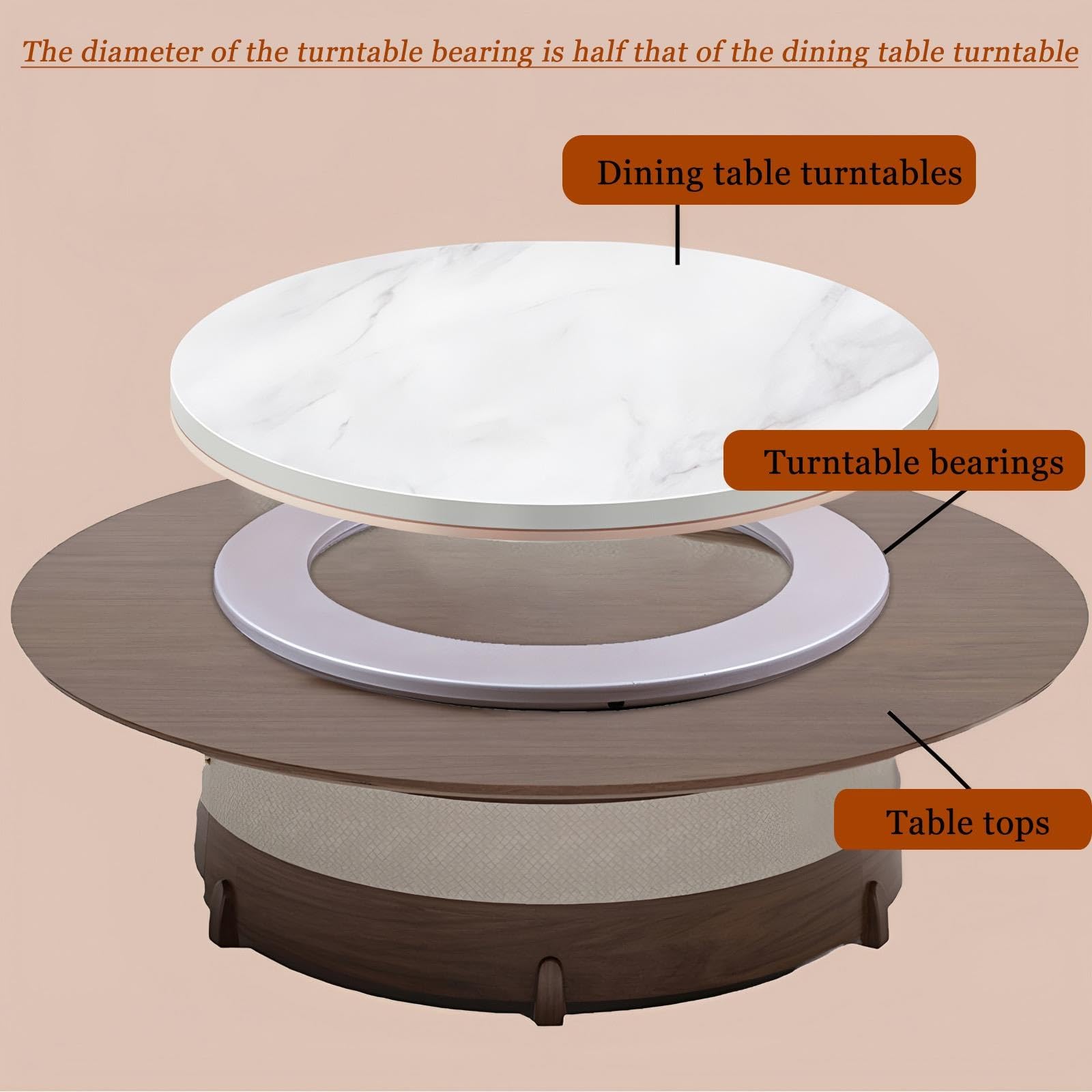 Plateau Tournant Lazy Susan 350mm 450mm 580mm Grand Roulement en Métal