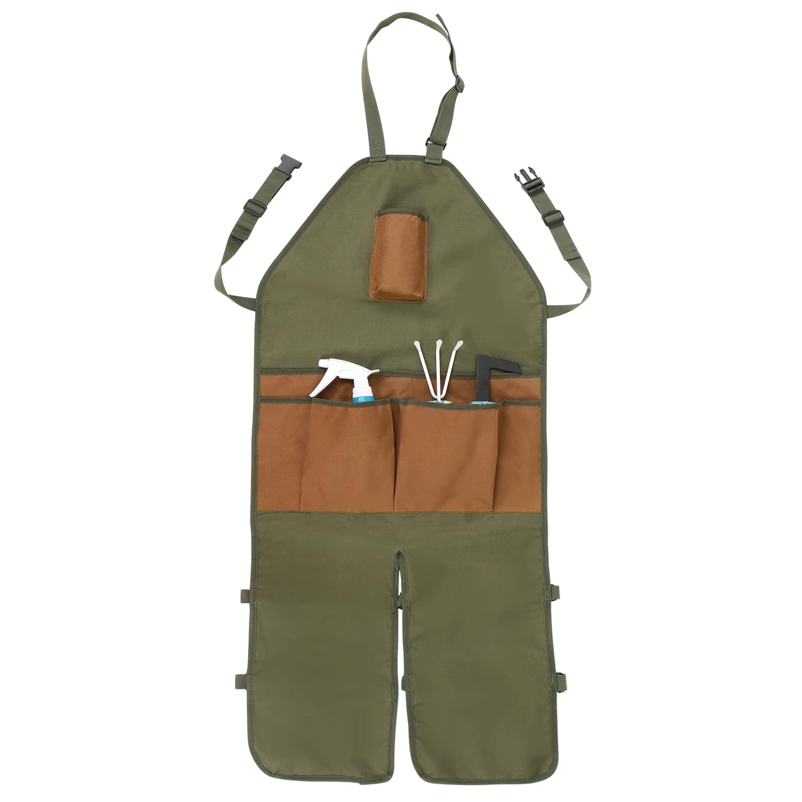 AzoneeGardening Aprons, Oxford Cloth Split Leg Apron, Waterproof Wear Resistant Garden Tool Apron with Multi Pockets, Adjustable Chef BBQ Apron for Craft Garden Pottery Workshop