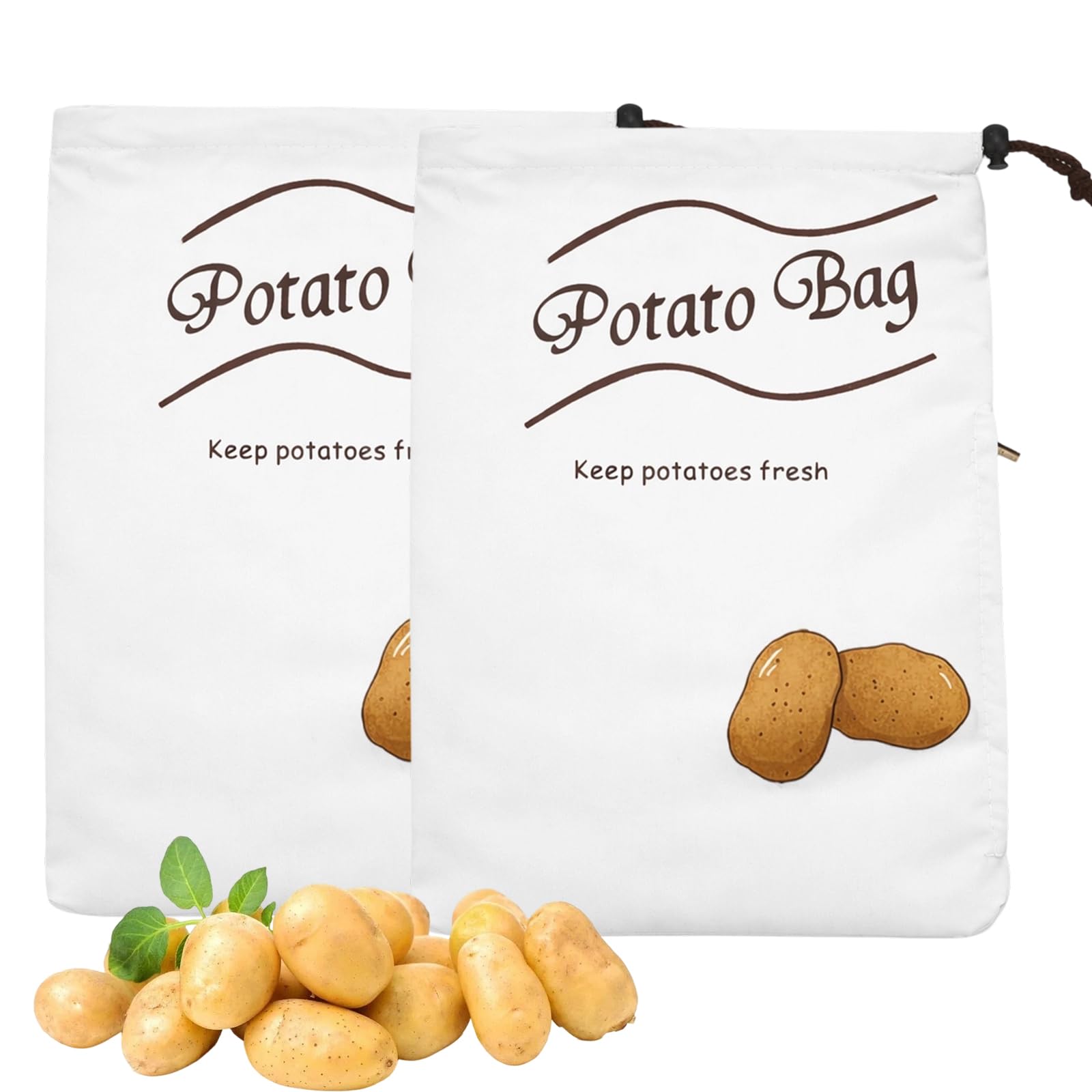 Tniytru 2 Pcs Potato Storage Bags, Vegetable Storage Bags with Light-Blocking Lining, Potato Sacks for Onions & Root Vegetables, Reusable Produce Bag
