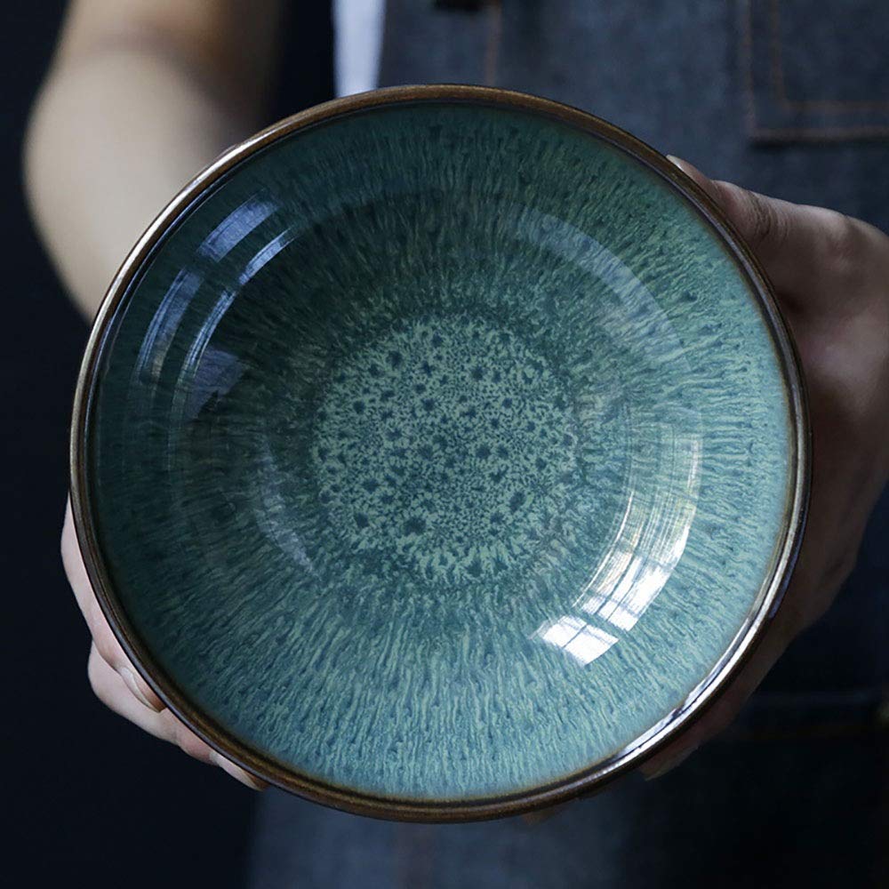 Ensaladeras 2pcs Cerámica Cuenco creativo vajilla de cerámica bajo Ramen tazón grande Ensaladera para Restaurantes y Hogares