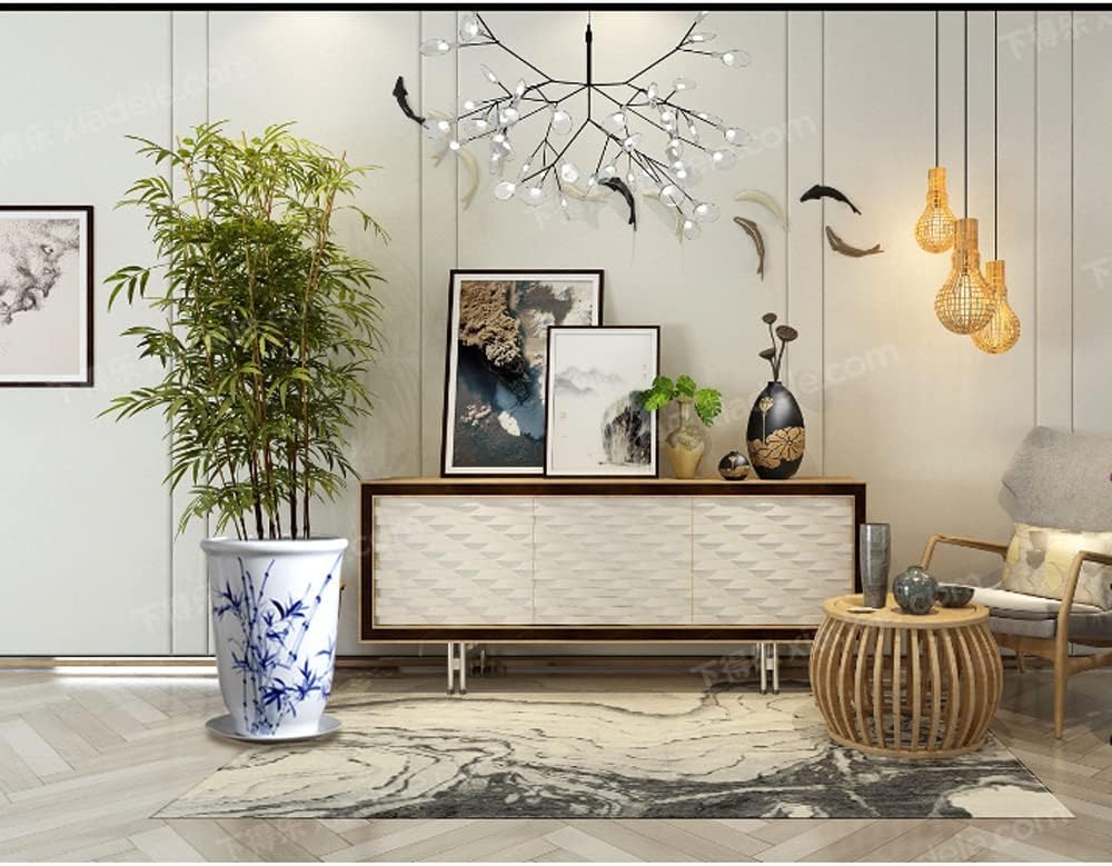 Ceramiczna doniczka w stylu Chinoiserie, niebiesko-biała, ceramiczna doniczka dekoracyjna z otworem drenażowym - A