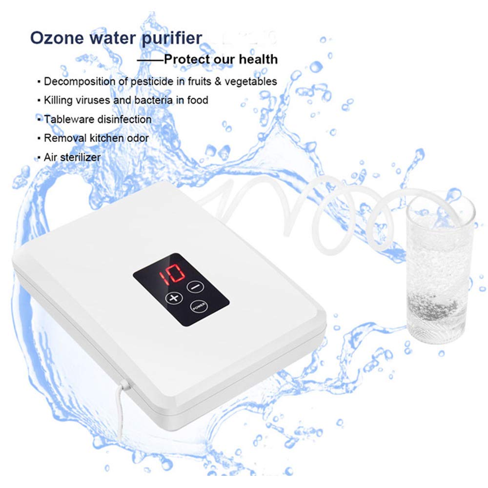 Generador ozono con Pantalla de visualización, Frutas y verduras Ozonizador de desintoxicación, Purificador Hogar con Temporizador para Matar Bacterial/Eliminación Olor/Vajilla Desinfección