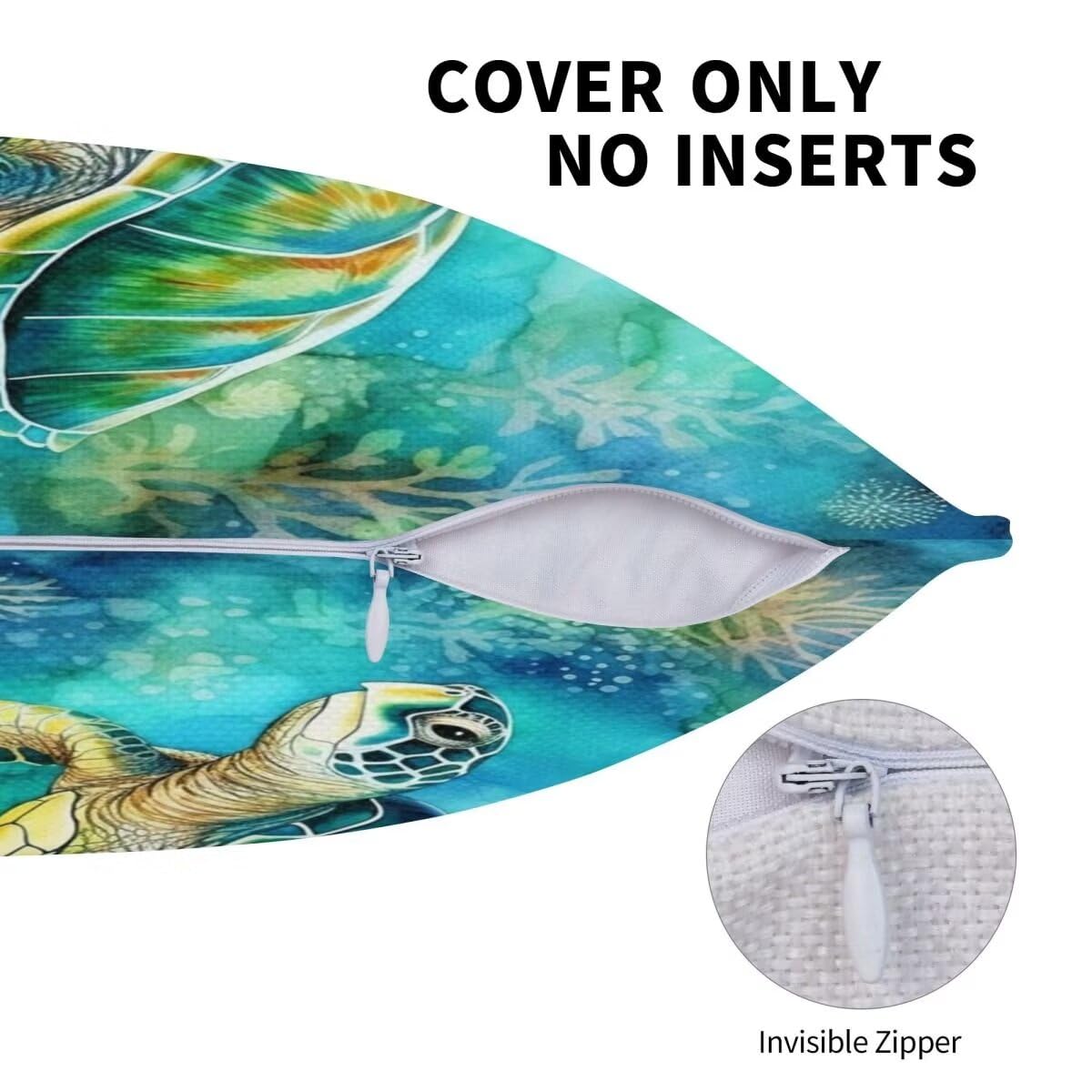 Funda Cojin 65x65 cm Juego de 2 Fundas de Cojines Tortugas Funda de Almohada de Lino, Fundas de Cojín Verde Cojines para Exterior, Funda Cojines Decorativos para Sofá Coche Cama Estar Jardin -LY249