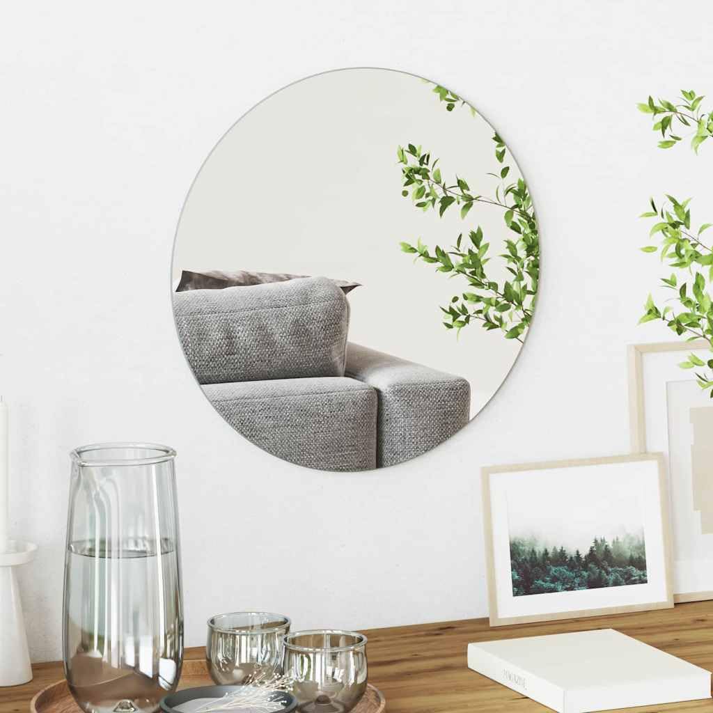 Okrągłe lustro ścienne bez ramy, Ø 40 cm, szkło hartowane, okrągłe lustro ze szkła hartowanego z wyściółką z pianki EVA, do łazienki i salonu, nowoczesne wzornictwo