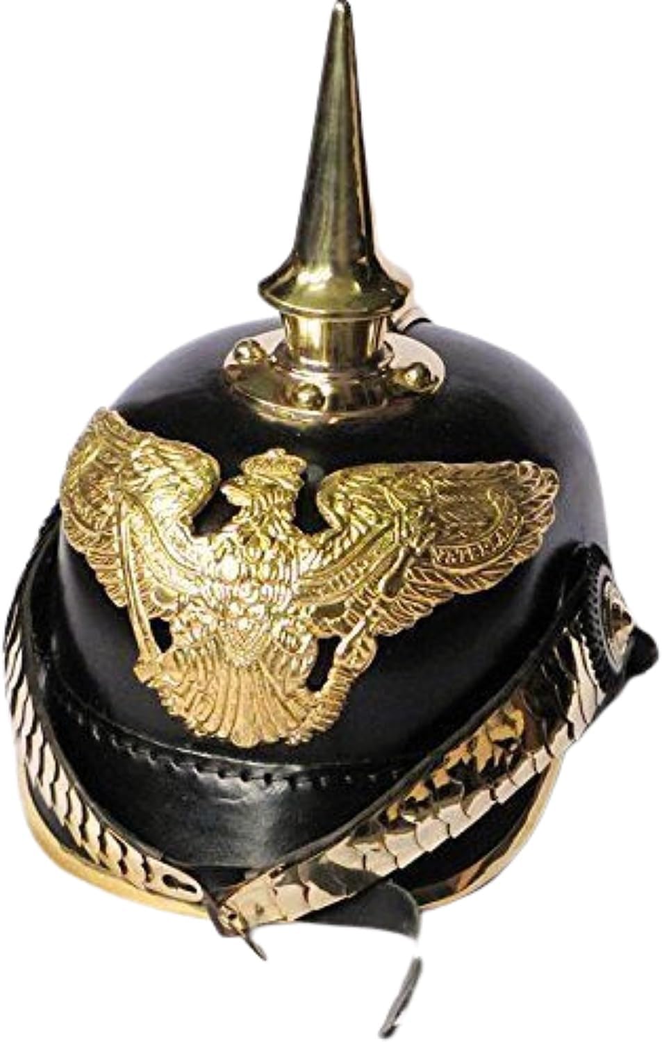 Casco militar alemán Pickelhaube imperial prusiano, siglo XIX, color negro