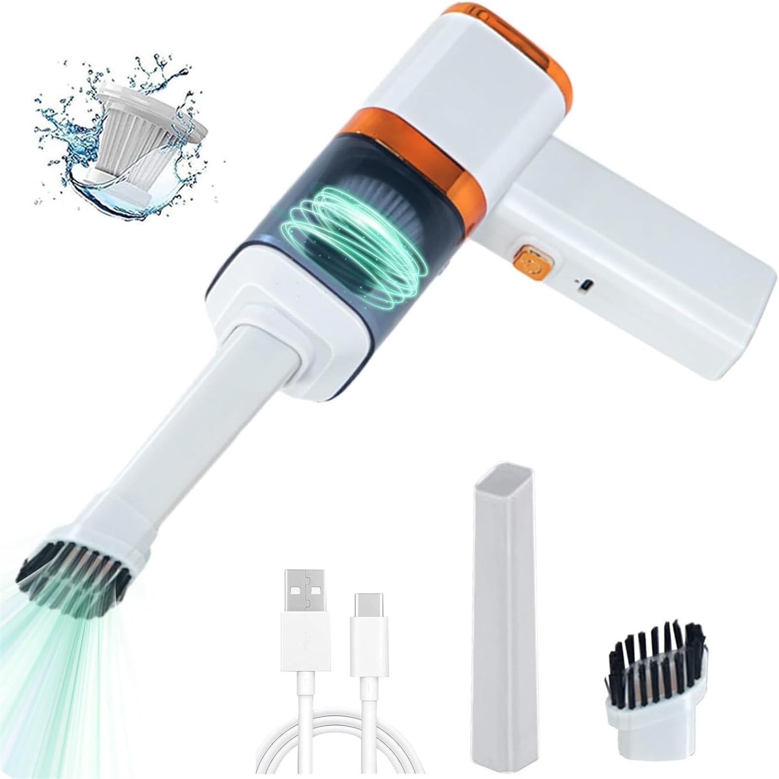 ywkiyrs Car Vacuum Cleaner Cordless Car Handheld Vacuum With Powerful Suction USB Rechargeable Hand Held Mini Portable Vacuum Cleaner for Car Office and Pet Hairs (White)