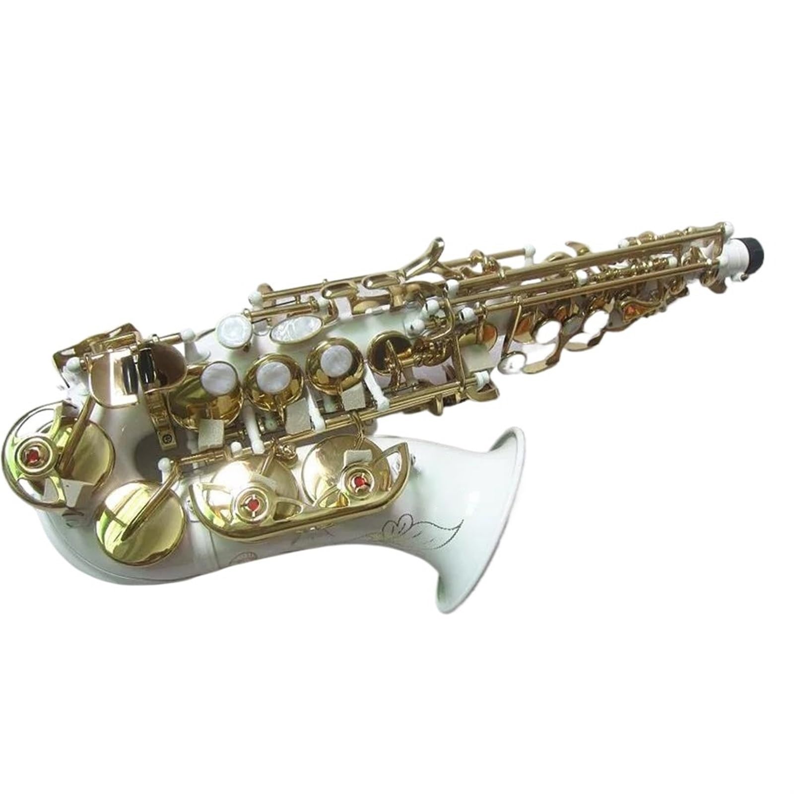 Professionale Sassofono Sassofono Soprano Curvo Sax Bianco Strumento Musicale Bocchino Prestazioni Professionali