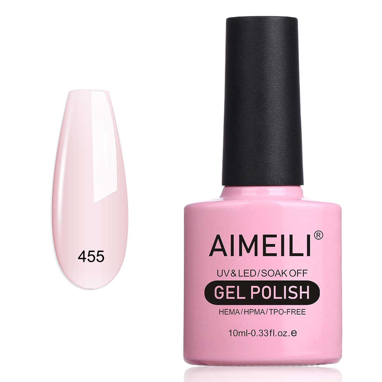 AIMEILI Esmaltes Semipermanentes para uñas UV LED Permanente Semipermanente Soak Off Francesa Claro Nail Gel -10ML(455)