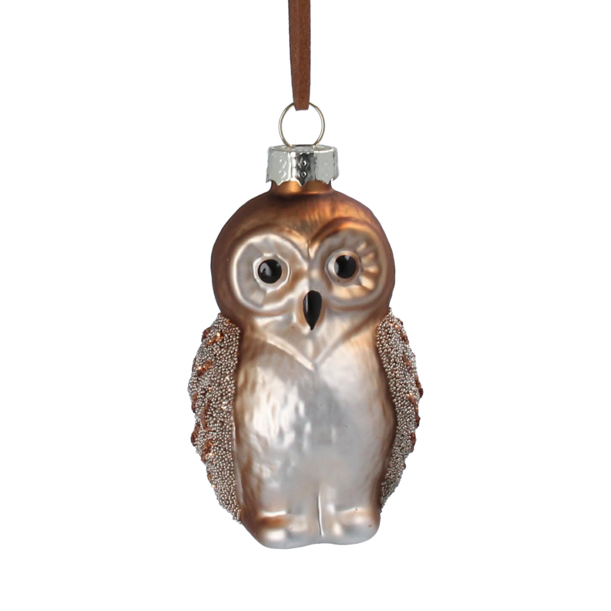 Gisela Graham Glass Owl with Beaded Wings Christmas Tree Decoration