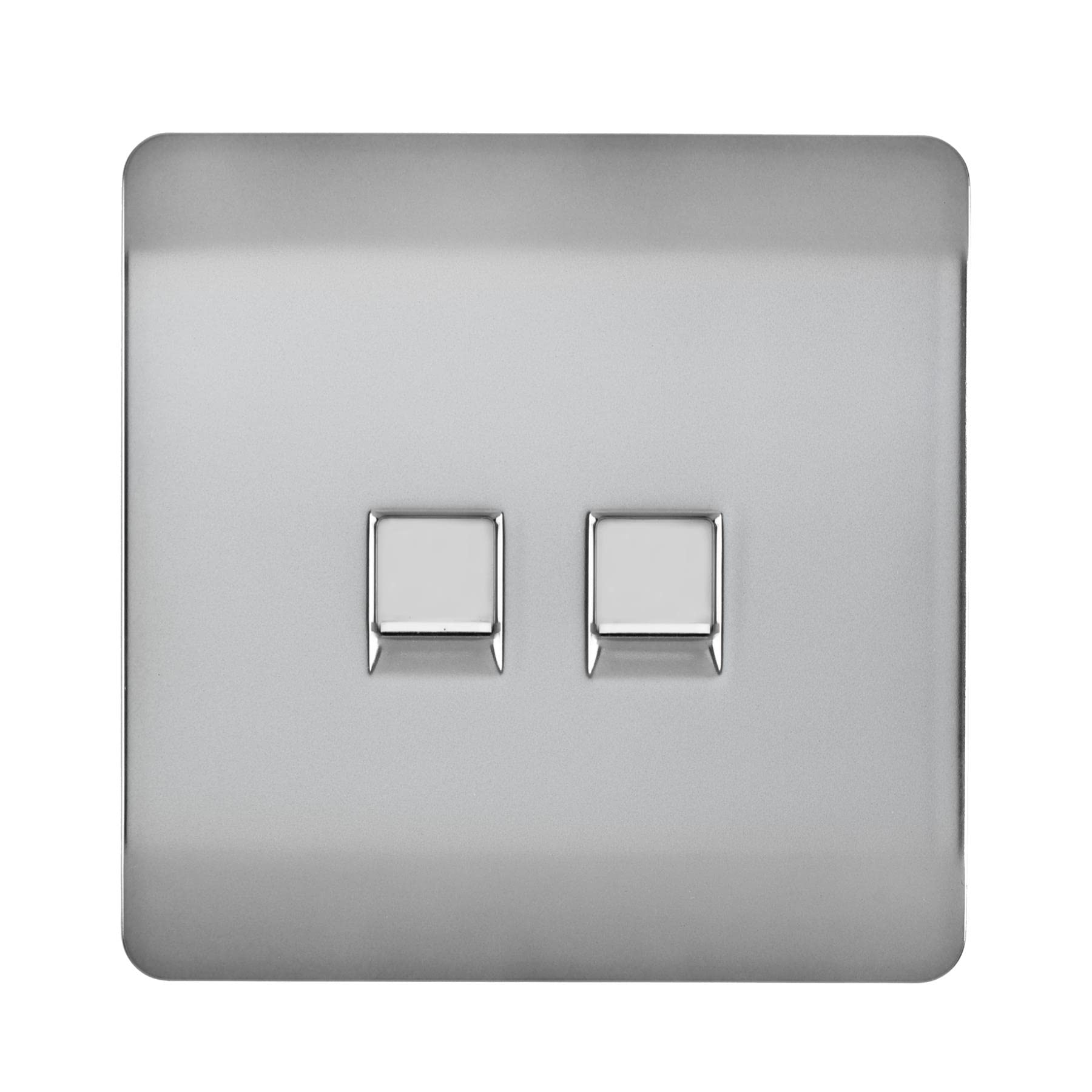 Trendi Switch 2 Gang Rj45 Cat 5E Ethernet & Telephone Secondary Sockets - Brushed Steel