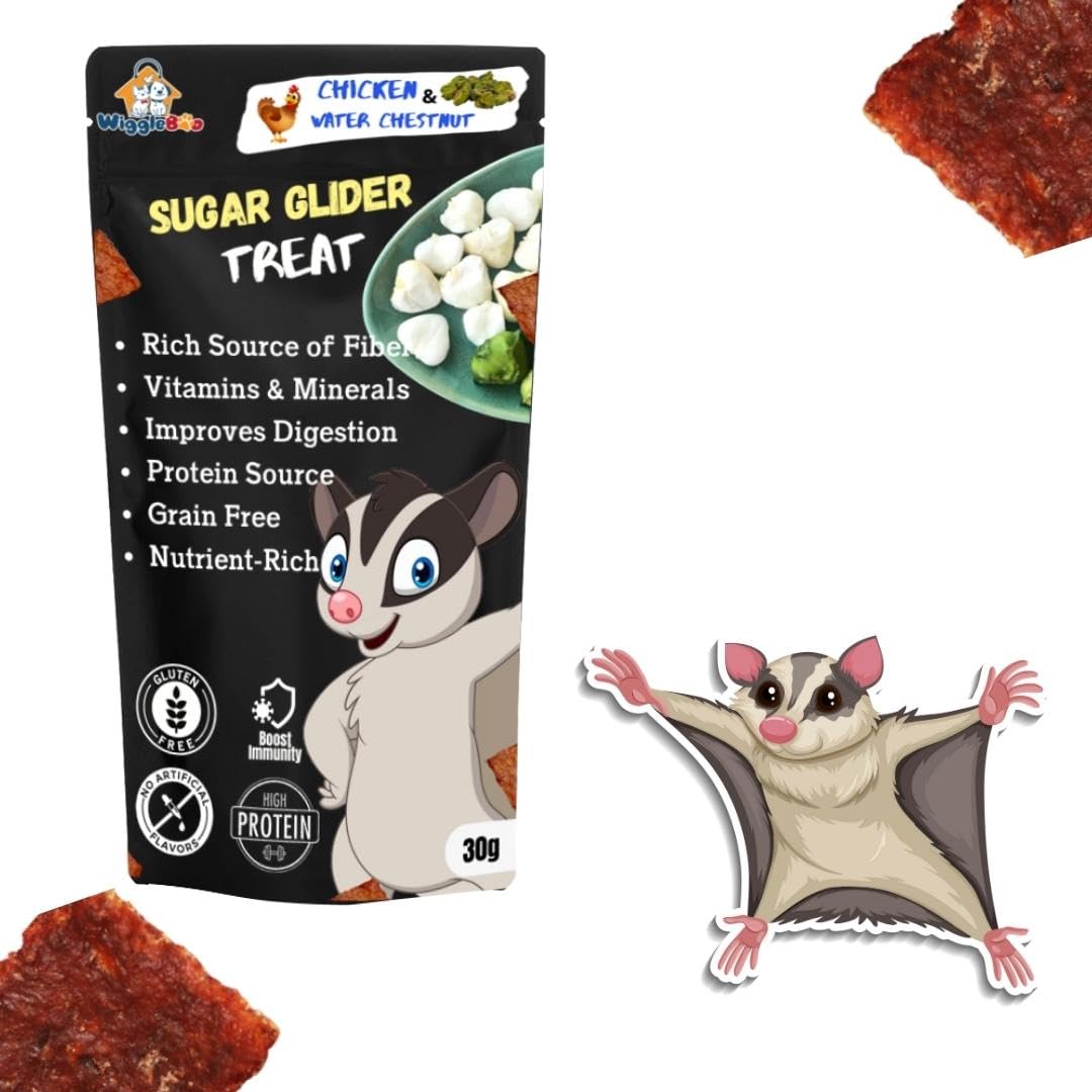 WiggleBoo Chicken & Water Chestnut Suger Glider Treat | Protein Rich | Fiber Rich | Crunchy Healthy Snacks | 30g