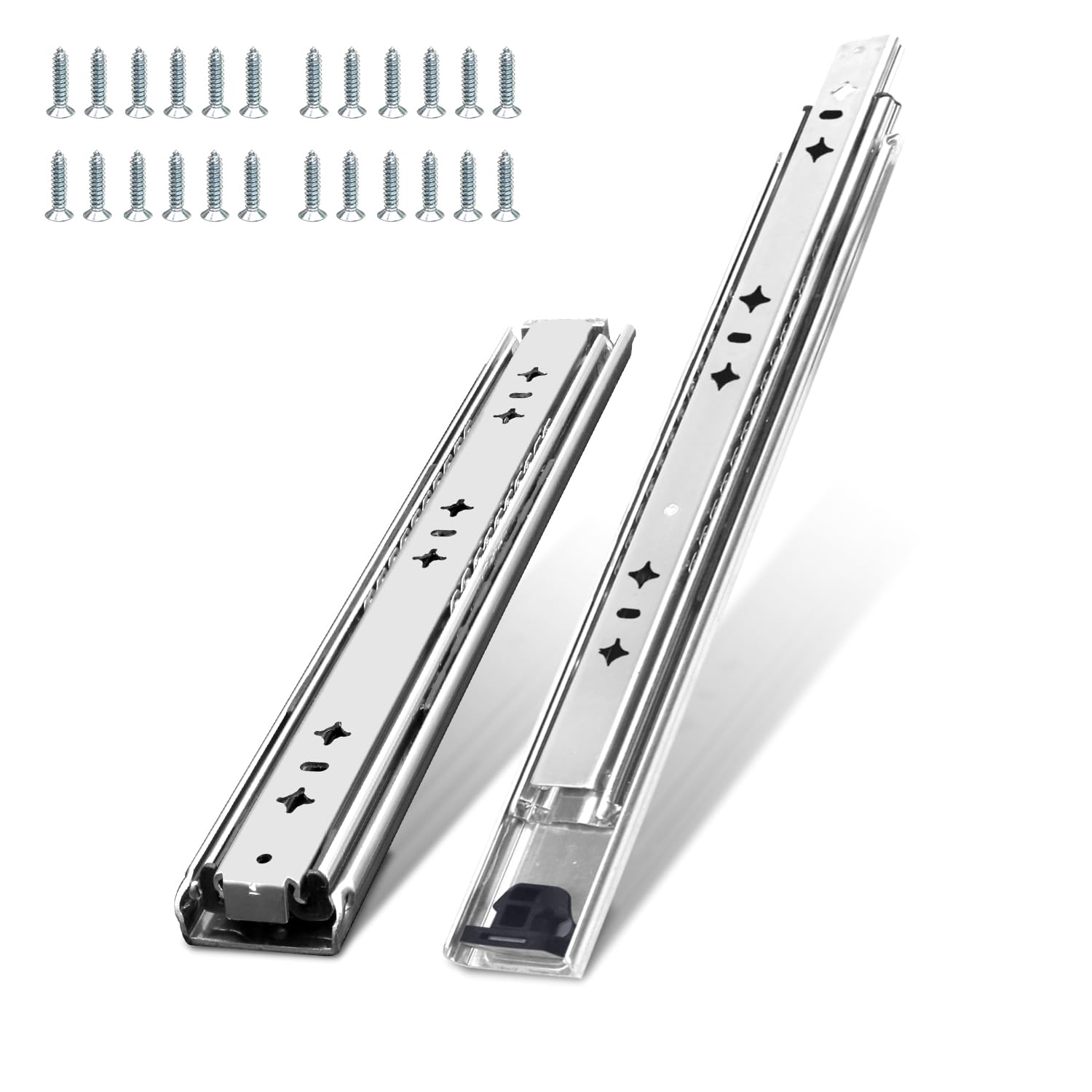 1 Pair 40 Inch Heavy Duty Drawer Slides -260 Lb Capacity with Screws,Side Mount Undermount Full Extension 3 Fold Ball Bearing Stainless Steel Hardware Drawer Rails