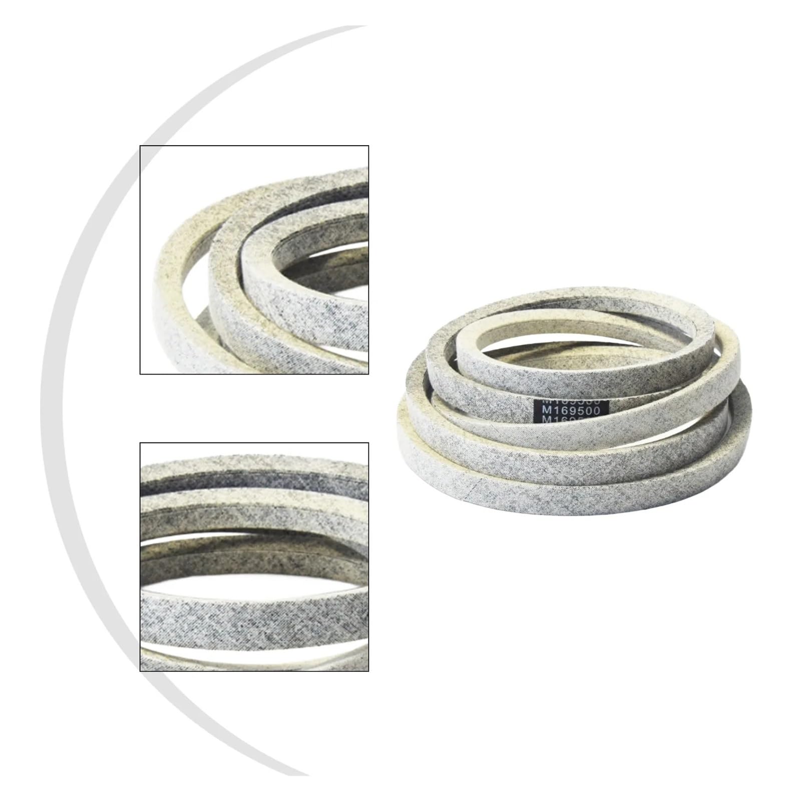 Generico Cinghia a V Rinforzata M169500 X330 X390 X394 per Tosaerba | X570, X580, gomma, grigio, vibrazioni ridotte, resistenza al calore