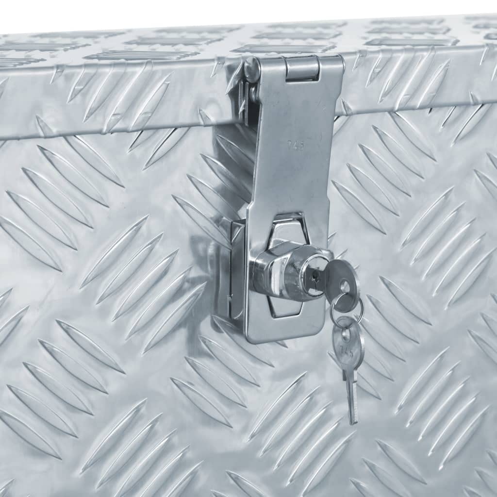 vidaXL Caja de herramientas de aluminio plateada, caja de remolque, organizador de barra de tracción, caja de almacenamiento, baúl de interior, embalaje ligero, 80,5 x 22 x 22 cm