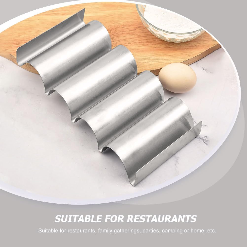 Stainless Taco Holder Stand Multi-Slot Taco Stand for Tacos Pancakes Tortillas Compact 9.84 X 4.72 X 1.57 in Rack for Home Parties Camping Restaurants