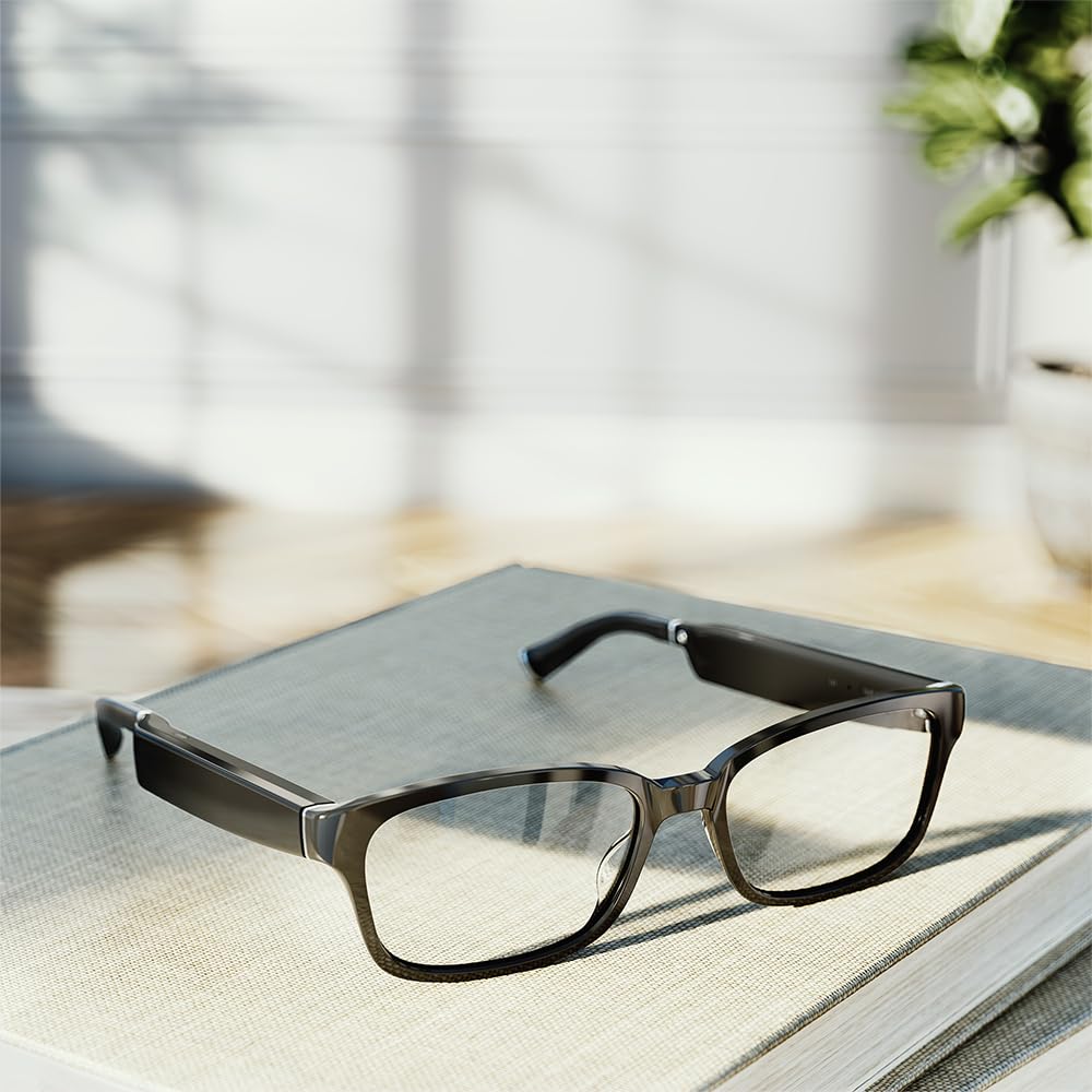 Amazon Echo Frames (3rd Gen) | Smart glasses with Alexa | Rectangle frames in Classic Black with prescription ready lenses