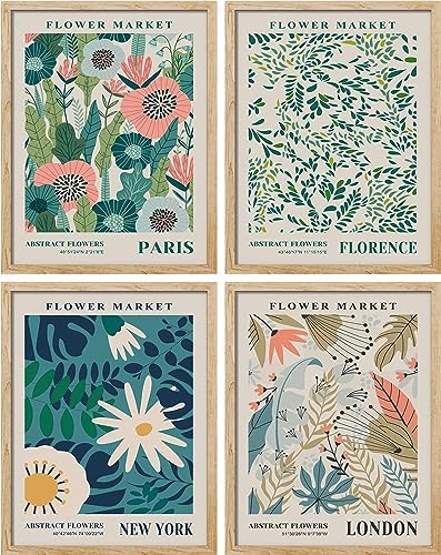 SIGNWIN Framed Poster Flower Market Botanical Print Collection Wi...