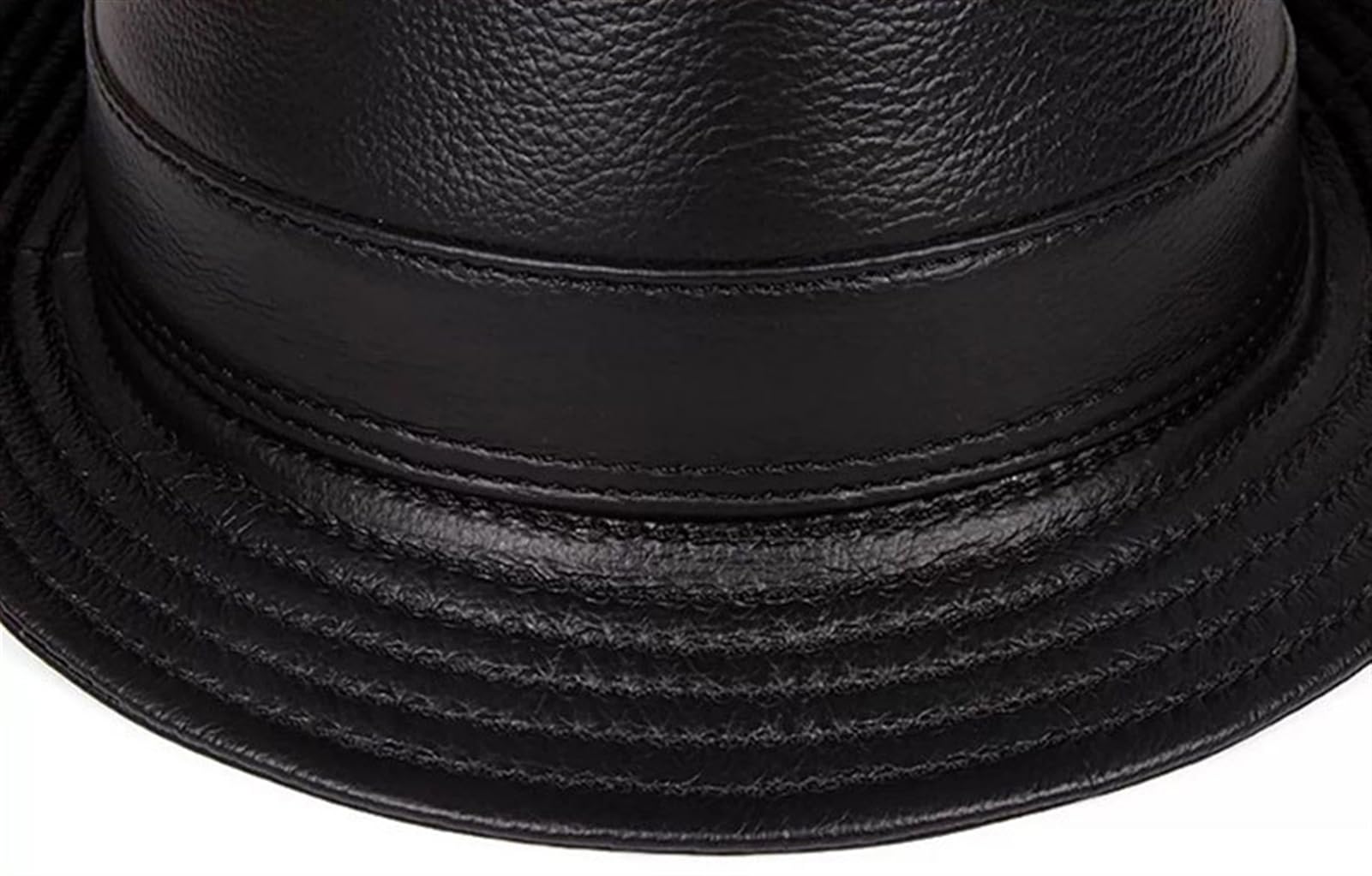 Lifup Men's Cowhide Panama Jazz-Hat Short Brim Bowler Hat, Classic Cowboy Fedora Hat Black Medium
