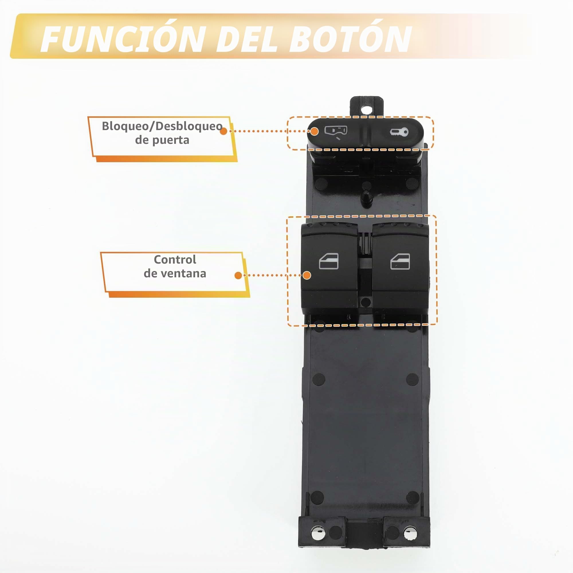 A ABSOPRO Interruptor De Ventana Eléctrica Para Skoda Fabia 2000-2008 1Pc | Negro, Plástico, Metal, Lado Izquierdo Delantero, 6 Pines, Control Ventana, Bloqueo/Desbloqueo Puerta, Oe 1J3959857A