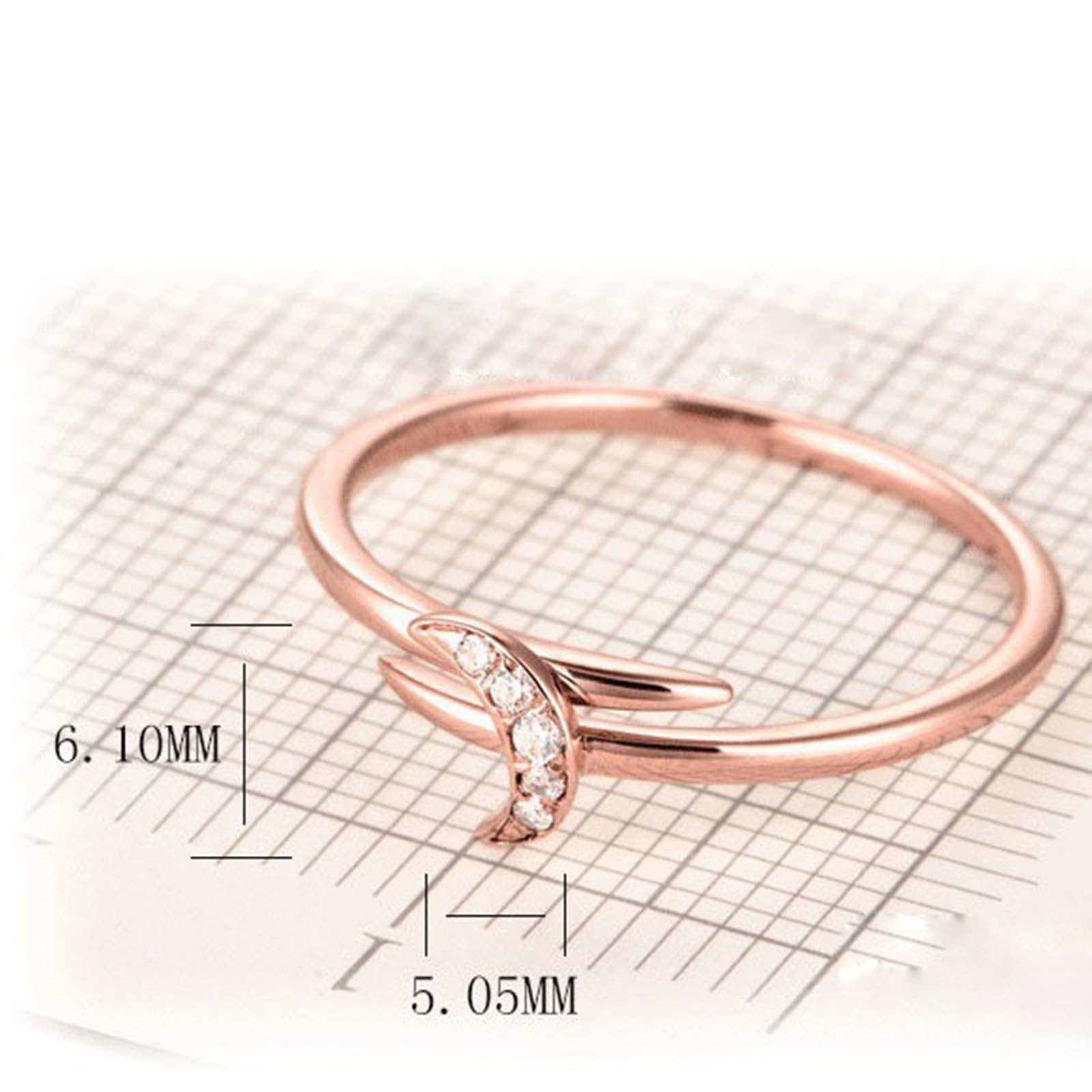 Anillo de boda para mujer, diseño de rosa, 18 K, apilable, con corte redondo, tamaño 66 (21.0)