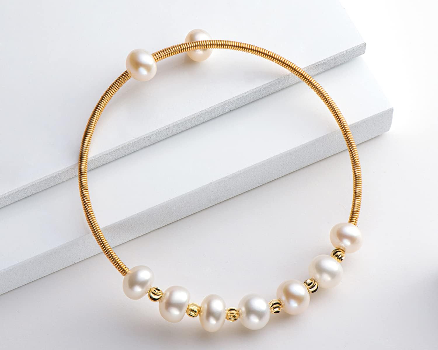 Pearl Bangle for Women, Freshwater Cultured Pearl Open Cuff Wrap Bangle Bracelets Jewelry Gifts for Wife Mom - Image 4