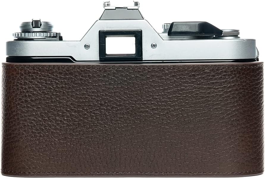 Handmade Genuine Real Leather Half Camera Case Bag Cover for Canon AV-1 AV1 Film Camera Coffee Color