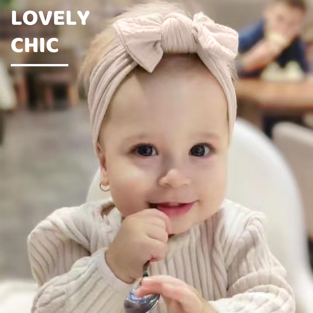 NJCXOLA Lot de 3 Bandeaux pour Bébé Fille en Nylon, Élastiques Doux et Mignons avec Nœuds
