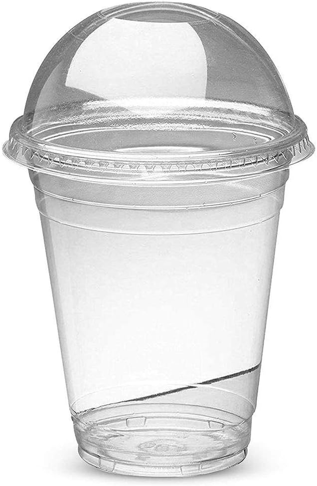 GDZTBS 100 Pcs Plastic Milkshake Smoothie Cups with Domed Lid Non