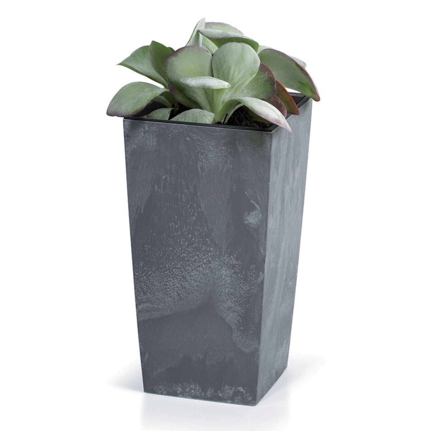 B2C Tall Planter Plant Pot Square Concrete Effect Flower Indoor Outdoor Garden Patio Grey Anthracite With Insert Home Decor Flowerpot (Marengo/Grey, H61cm x W32.5cm)