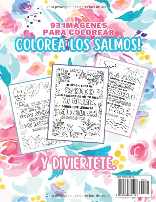 Vista 2 de Libro Para Colorear Salmos en Español Un libro cristianocatólico con 93 imágenes para colorear, para toda la familia, para adultos y niños