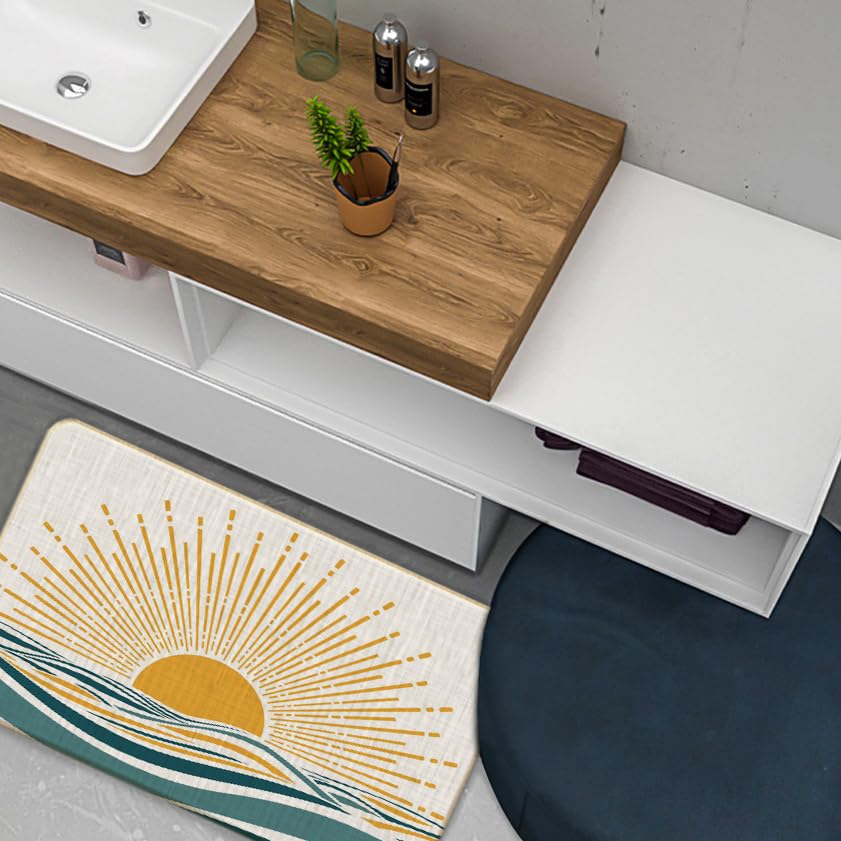 Boho Sun Ocean - Alfombra bohemia de bienvenida y baño para exteriores, decoración de entrada y baño, alfombra de 17 x 30 4