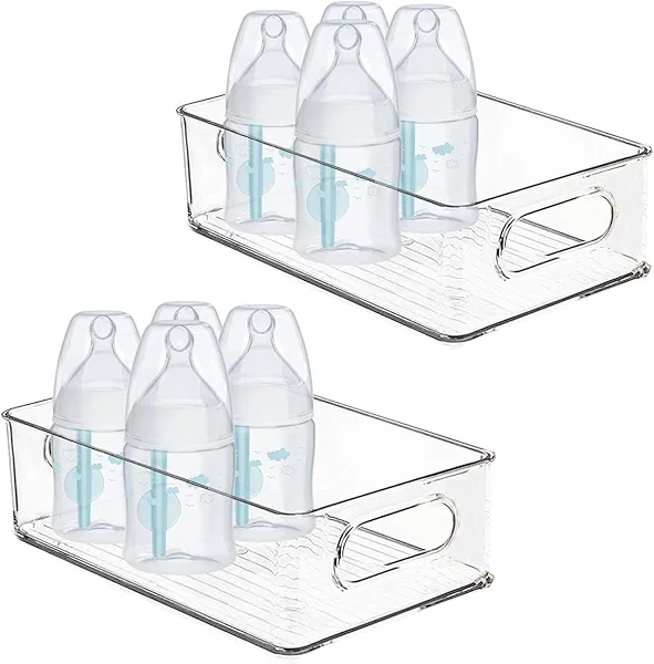 Baby Bottle Organizer, Plastic Storage Center for Baby Bottles and Food Jars, Portable Nursery Storage Plastic Baby Organizer,Convenient Storage Center for Kitchen Cabinet, Refrigerator&Countertop-2PC