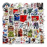 50Pcs Cartoon Gundam Themes Waterproof Stickers for Water Bottle Cup Laptop Bike Skateboard Luggage Box Vinyl Graffiti Patches BRJHSL (G)