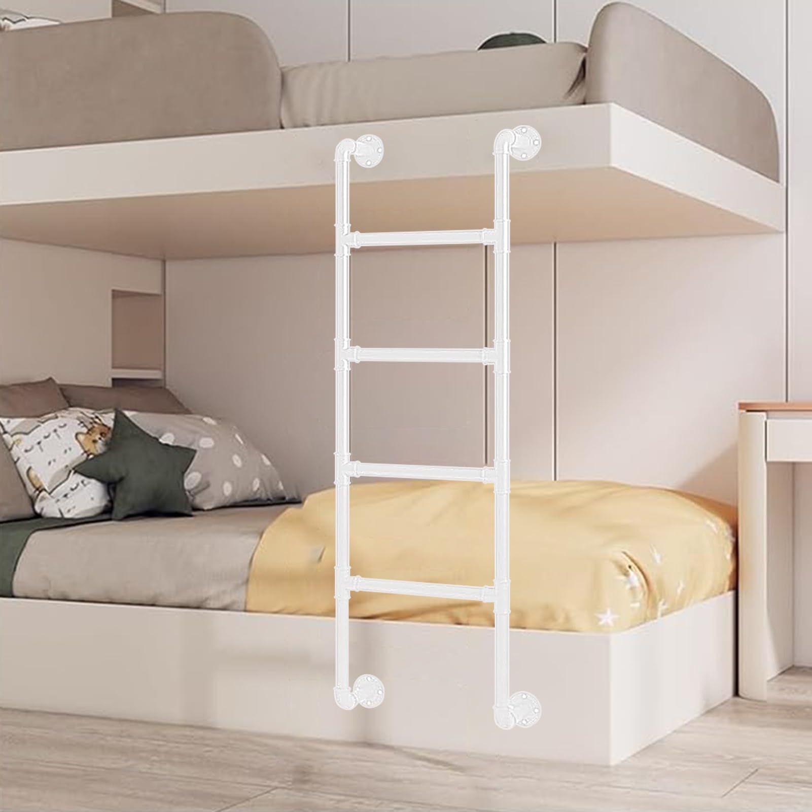 Wall Fixed Ladder, Metal Wrought Iron Bunk Bed Ladder, 100-300cm, Wall Mounted(190cm/75in)