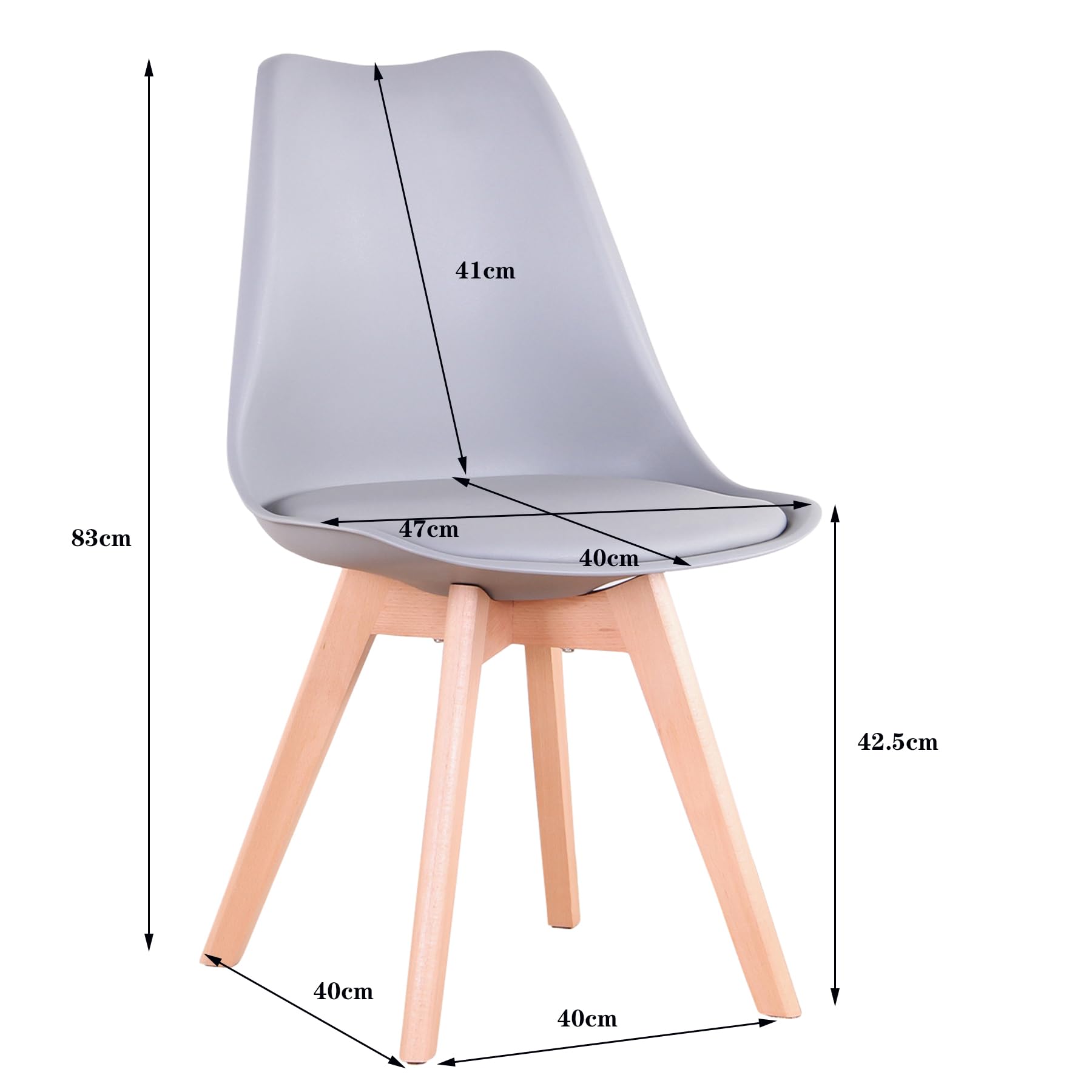 BenyLed Set di 4 Sedie da Pranzo Moderne, con Seduta Imbottita e Gambe in Legno di Faggio, Ideali per Sala da Pranzo, Cucina, Soggiorno, Camera da Letto, Grigio