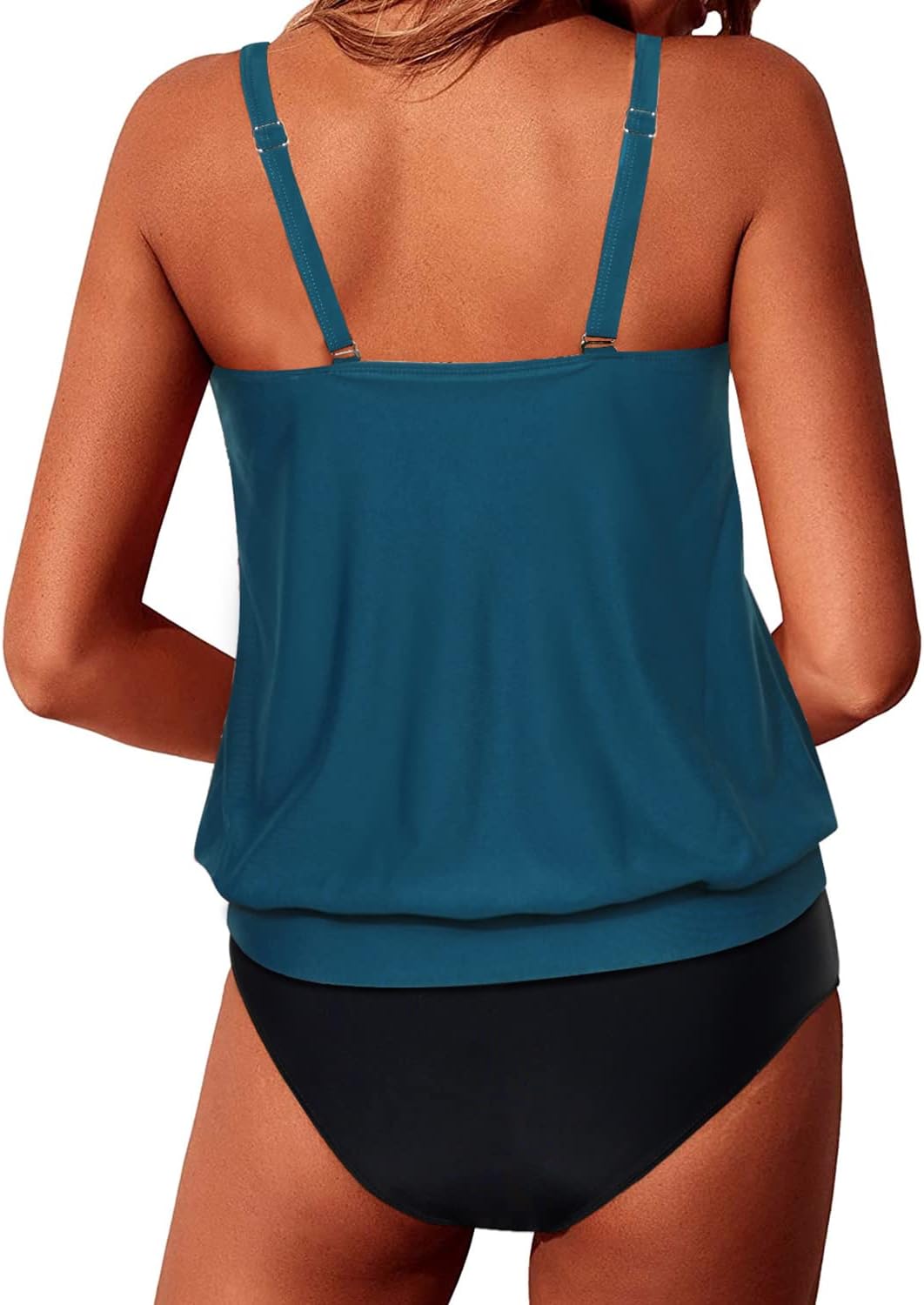 Yonique Two Piece Tankini Swimsuits for Women Blouson Bathing Suits Modest Swimwear - Image 2