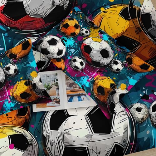 Image of Soccer Comforter Queen Size,Sport Kids Comforter Set,3Pcs Bedding Set Printed Comforter with 2 Pillowcases,Down Alternative,Soft and Lightweight,for All Seasons