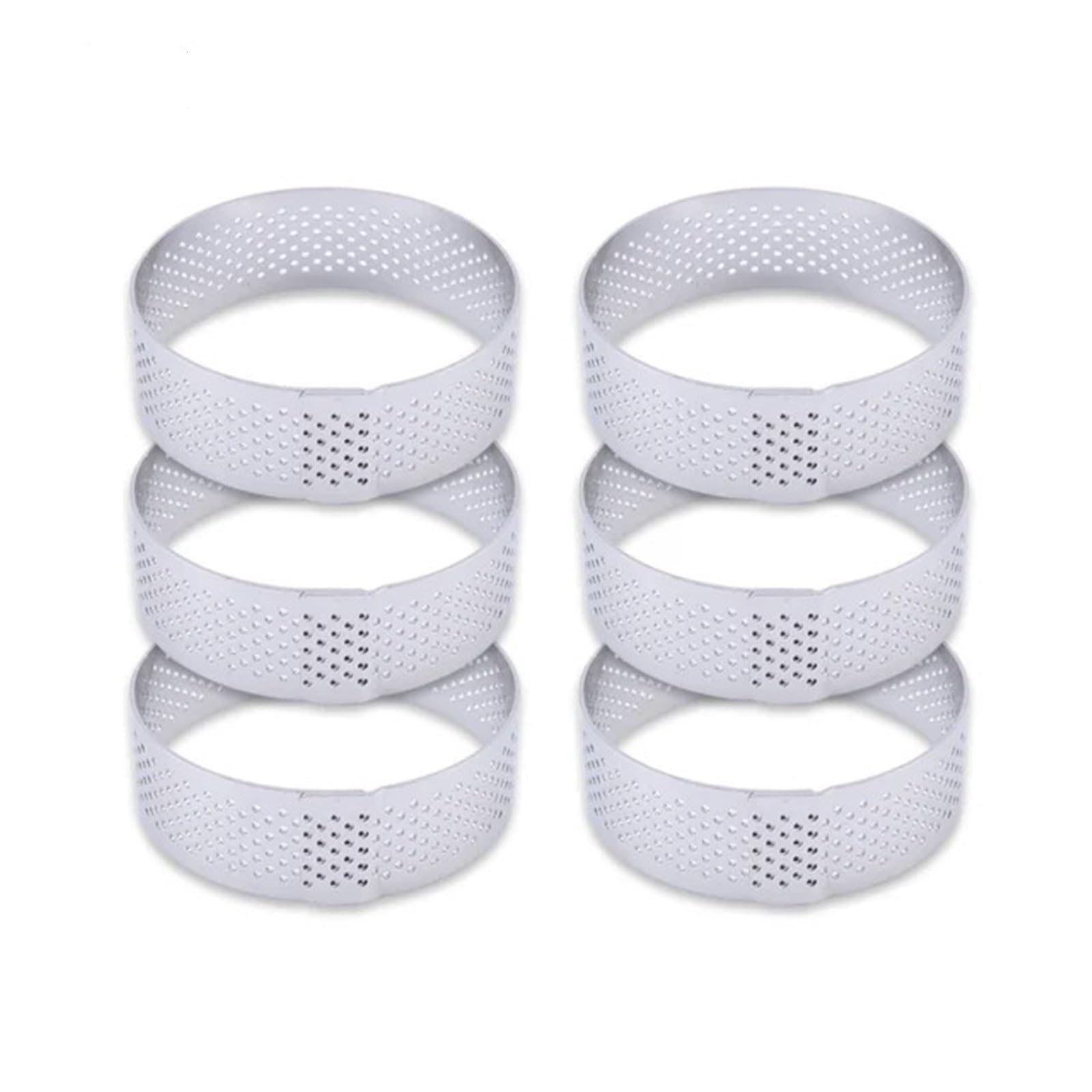 Anillo Para Tarta Molde for tarta de acero inoxidable de 6, 8 y 10 CM, anillo for Tartlet, moldes for pasteles y Mousse, galletas, pastelería, cortador circular, anillo perforado Anillo Redondo(6PCS 6