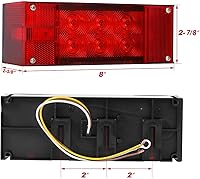 Vista 2 de CZC AUTO Juego de 2 luces LED sumergibles de bajo perfil rectangular para remolque, de 12 V, kit de luces traseras de parada, giro y marcha