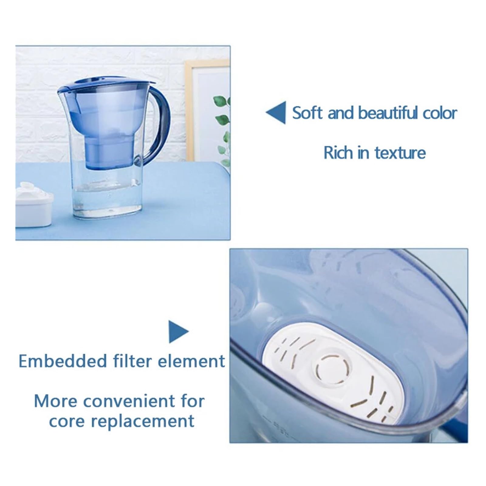 Jarra purificadora de agua 2,5 litros con filtro cuatro capas, ideal for oficina y hogar. Tipo universal