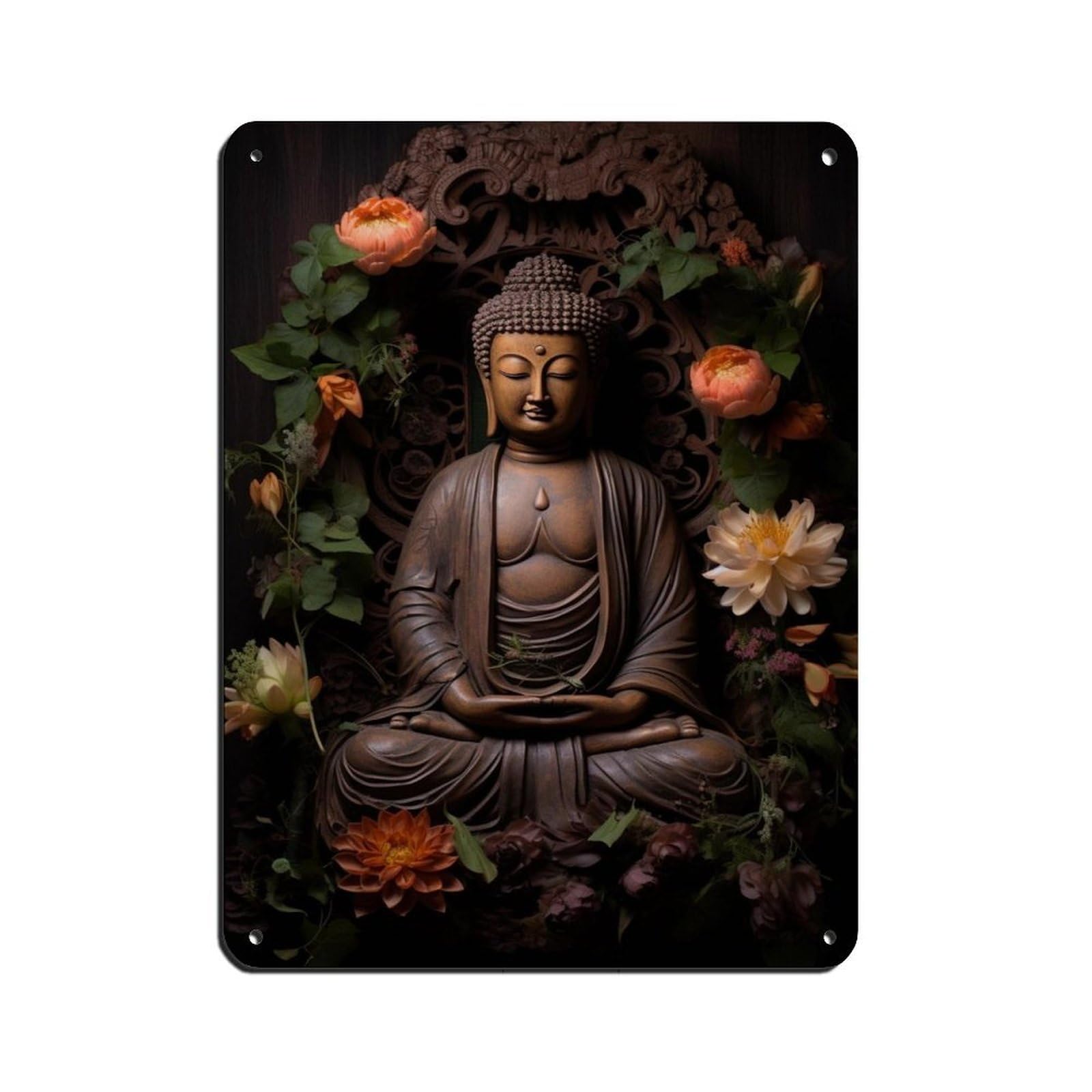 Hindu Art-Buddha Art Tin Sign Vintage Metal Pub Club Cafe Bar Home Wall Art Decoration Poster Retro 12x16inch(30x40cm)