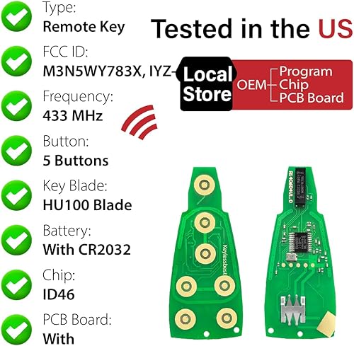 Miniatura 4 de Repuesto para Jeep Commander Grand Cherokee 2010 2011 2012 2013 Control remoto M3N5WY783X 5 botones 433MHz